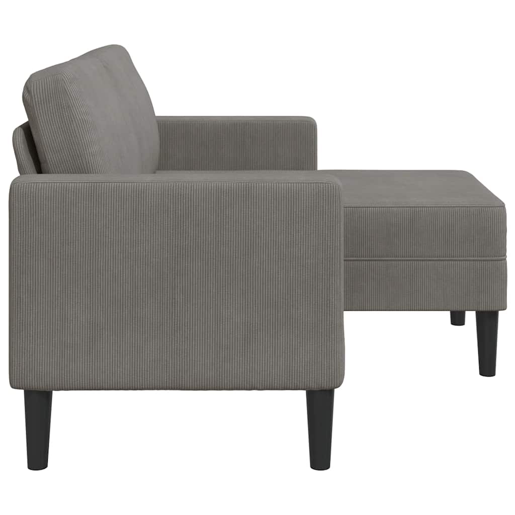2-seater sofa with L-shaped chaise 125 cm light grey linen