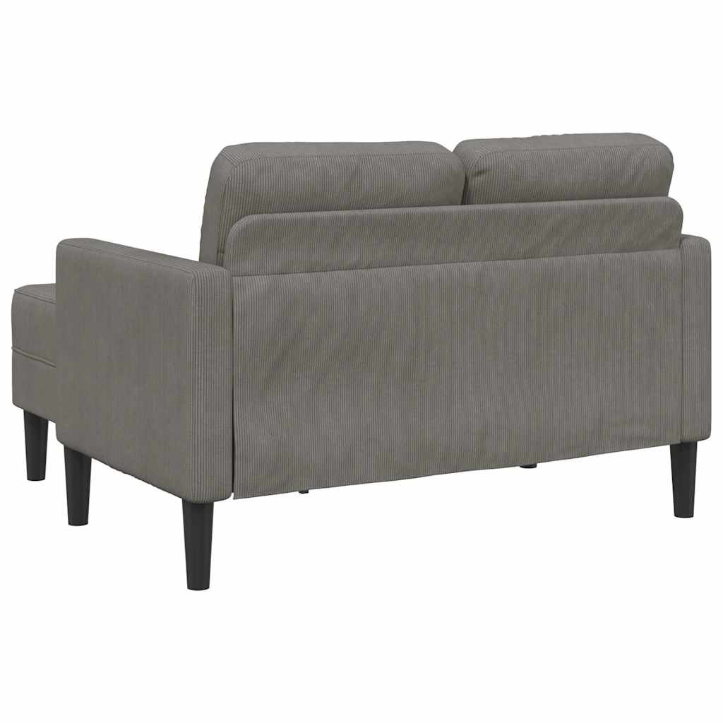 2-seater sofa with L-shaped chaise 125 cm light grey linen