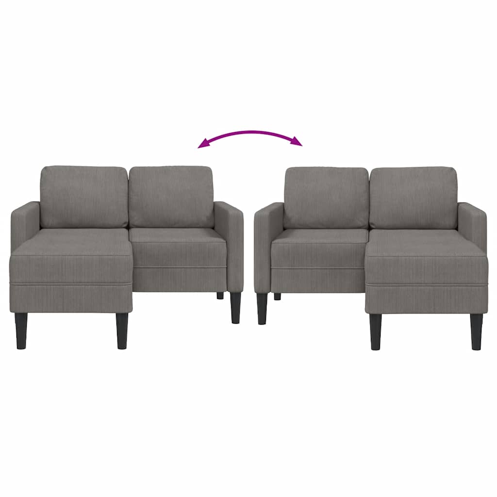 2-seater sofa with L-shaped chaise 125 cm light grey linen