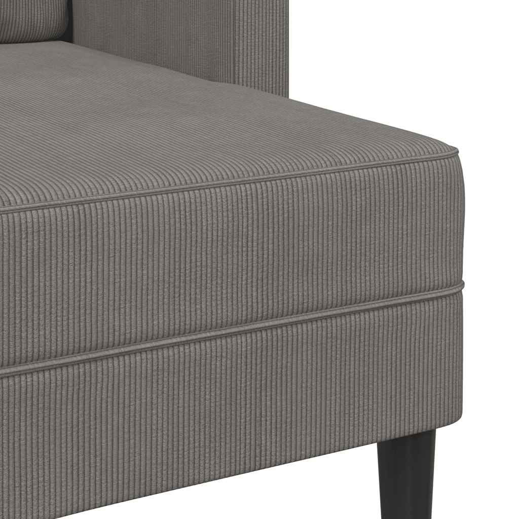 2-seater sofa with L-shaped chaise 125 cm light grey linen