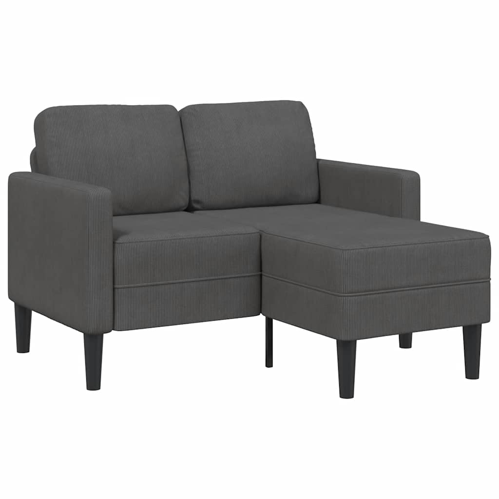 2-seater sofa with L-shaped chaise 125 cm dark grey linen