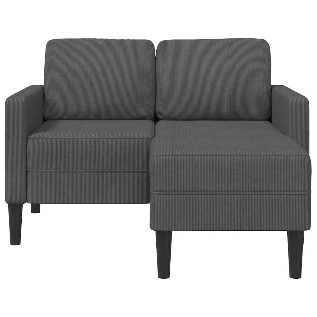 2-seater sofa with L-shaped chaise 125 cm dark grey linen