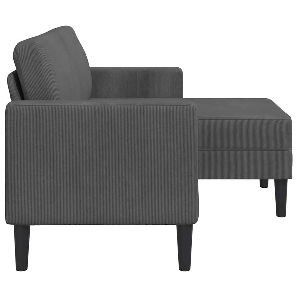 2-seater sofa with L-shaped chaise 125 cm dark grey linen