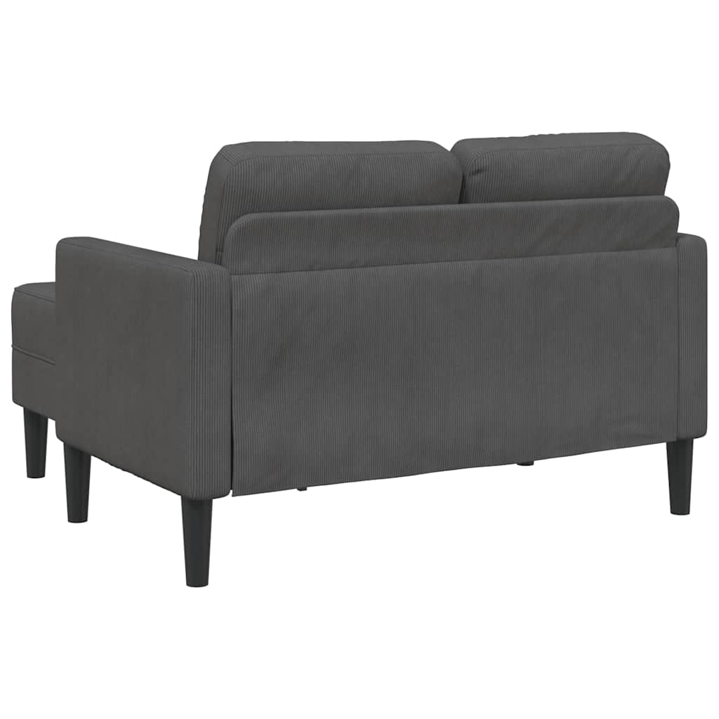 2-seater sofa with L-shaped chaise 125 cm dark grey linen