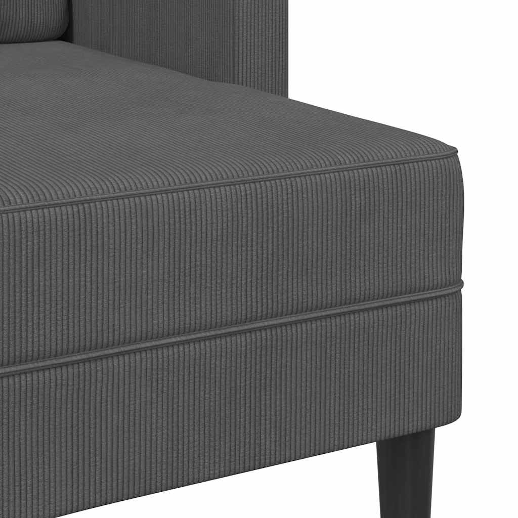 2-seater sofa with L-shaped chaise 125 cm dark grey linen