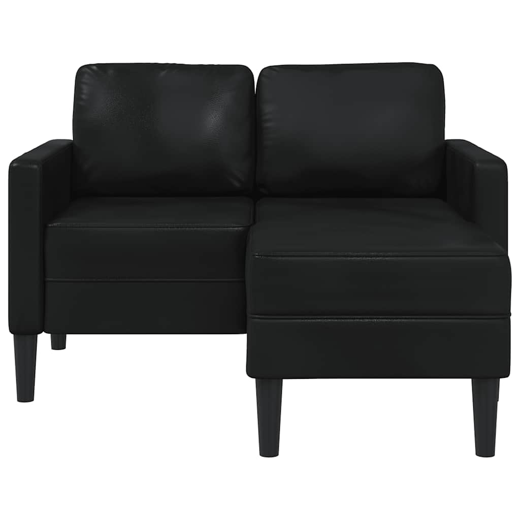 2-seater sofa with L-shaped chaise 125 cm black artificial leather