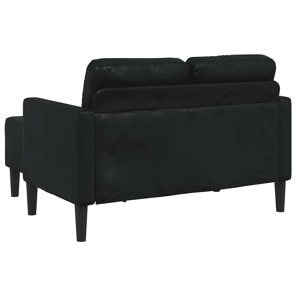 2-seater sofa with L-shaped chaise 125 cm black artificial leather