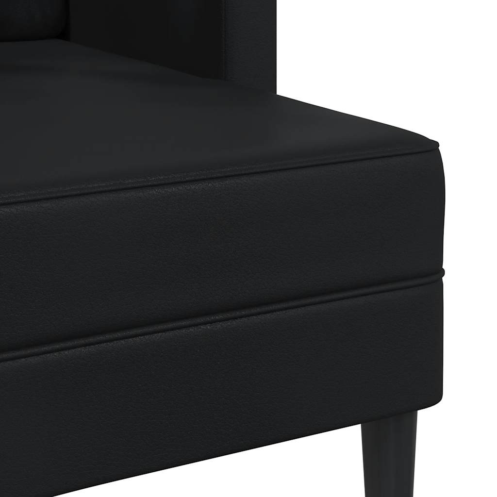 2-seater sofa with L-shaped chaise 125 cm black artificial leather