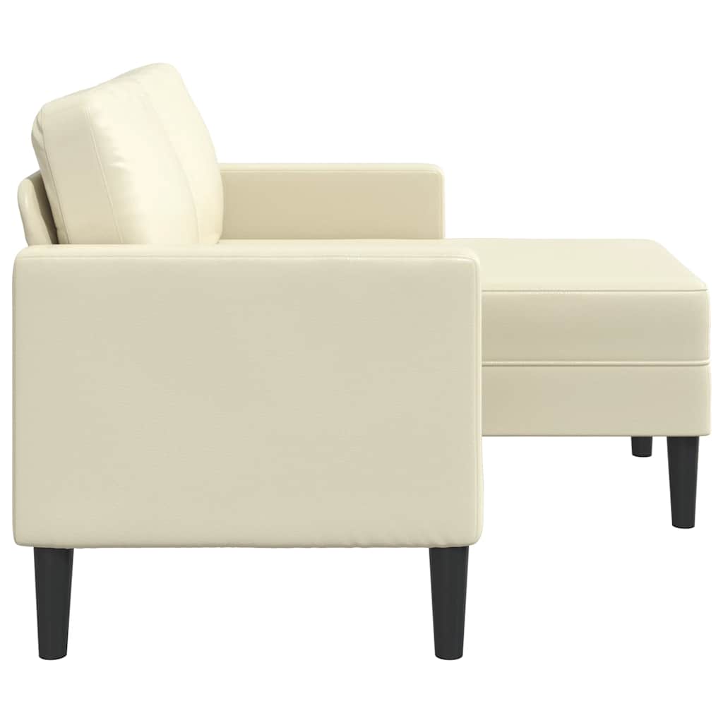 Sofá 2 lugares com Chaise em L 125 cm couro artificial creme