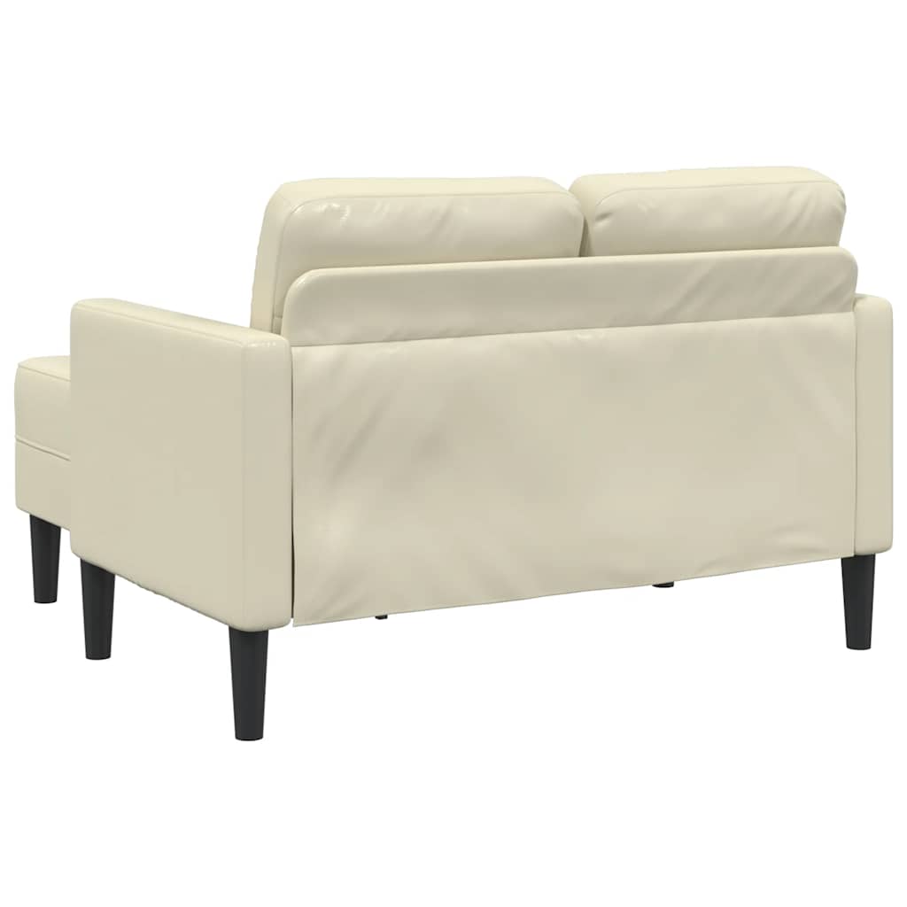 Sofá 2 lugares com Chaise em L 125 cm couro artificial creme
