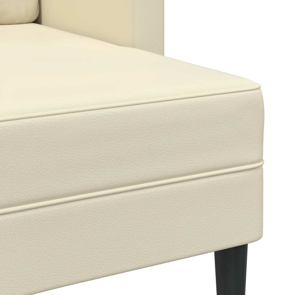 Sofá 2 lugares com Chaise em L 125 cm couro artificial creme