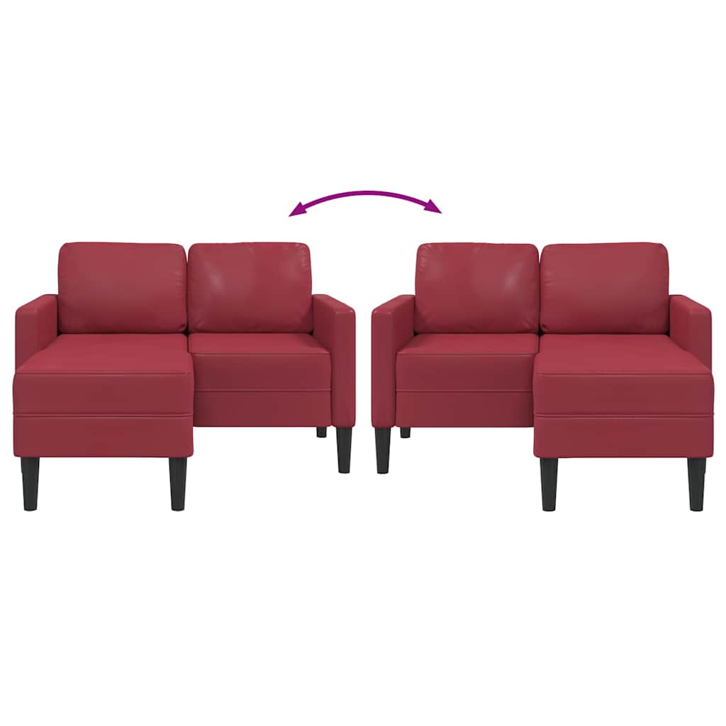 2-seater sofa with L-shaped chaise 125 cm faux leather