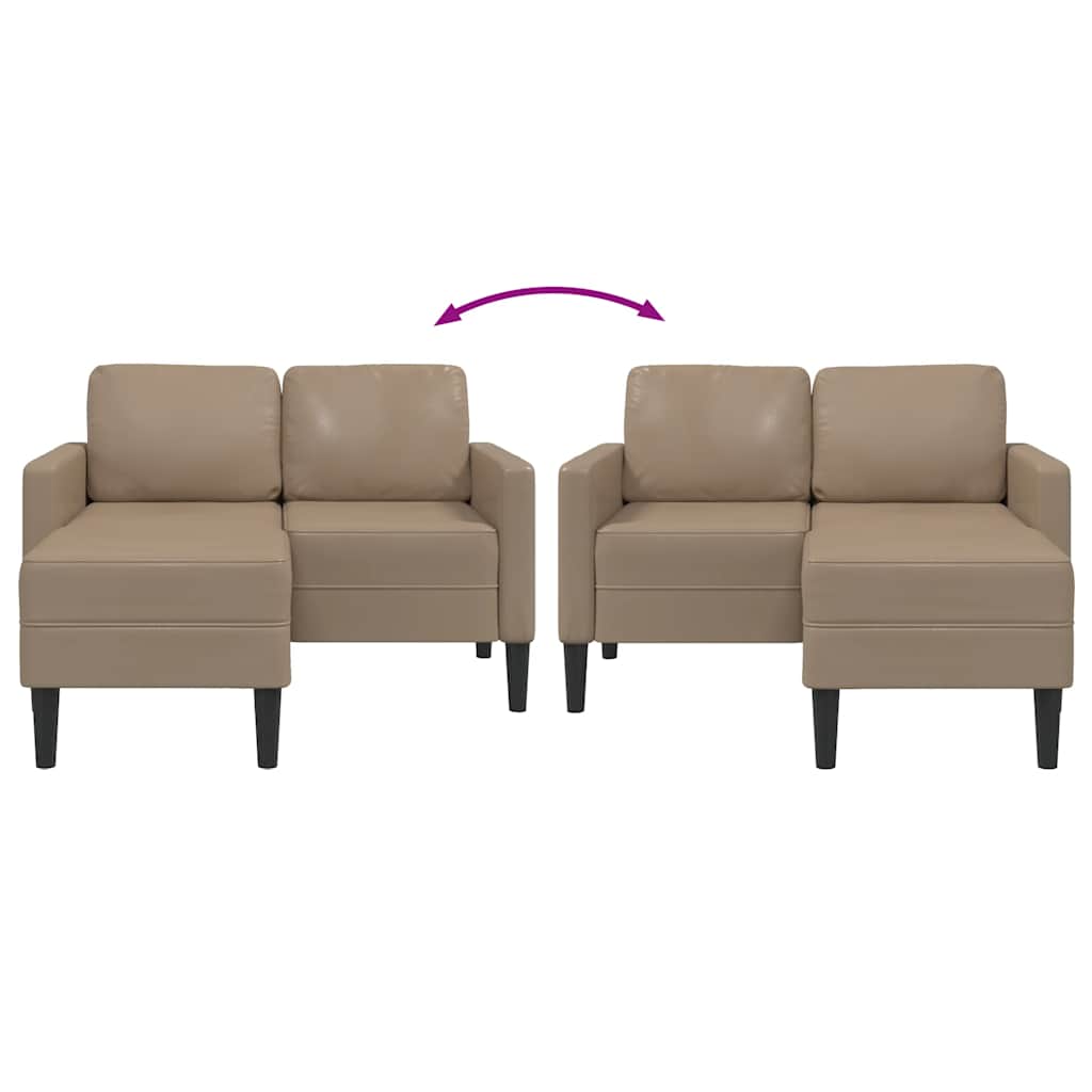 2-seater sofa with L-shaped chaise 125 cm faux leather