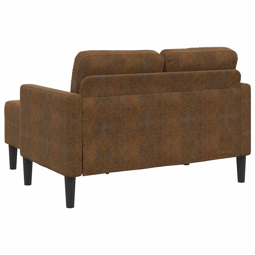 2-seater sofa with L-shaped chaise 125 cm brown faux leather