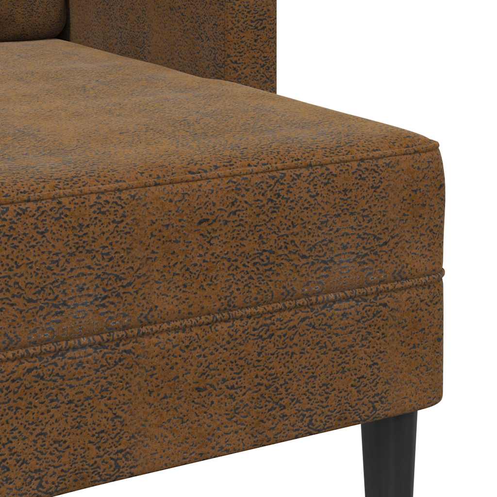 2-seater sofa with L-shaped chaise 125 cm brown faux leather