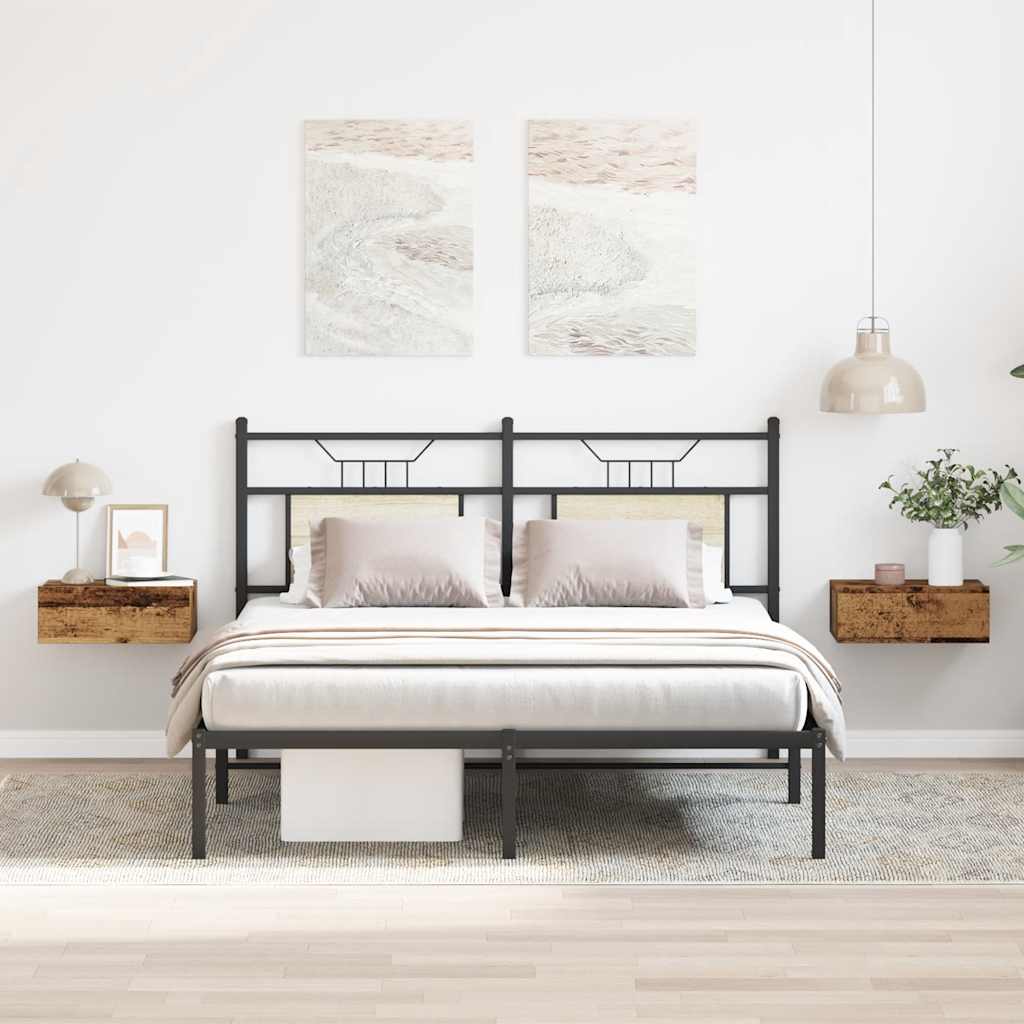 Mesa cabeceira suspensa 2 pcs madeira velha 40x32x15 cm