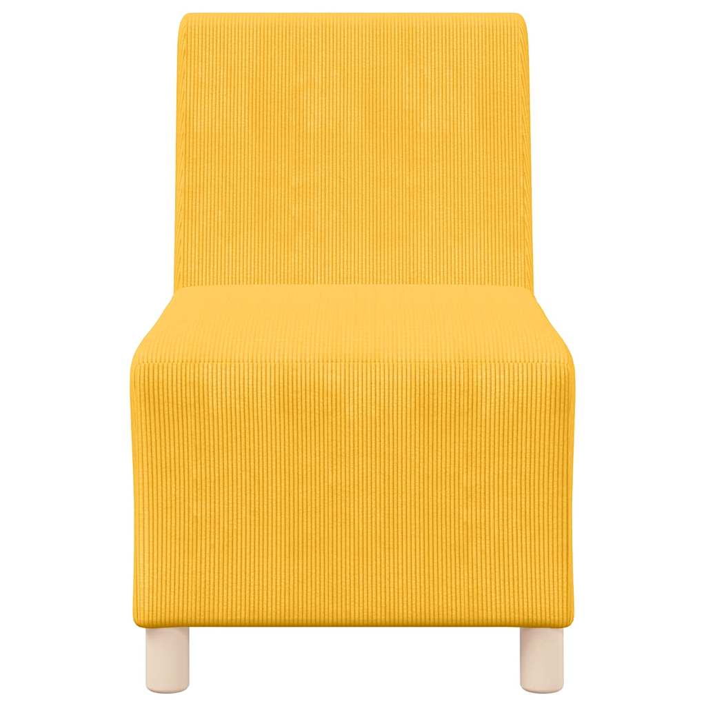 55 cm armchair in light yellow corduroy fabric