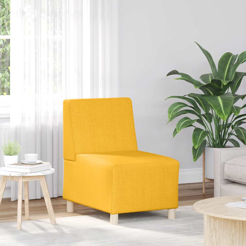 55 cm armchair in light yellow corduroy fabric