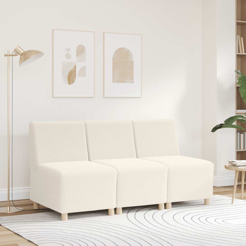 55 cm armchair in cream wool-like curly fabric