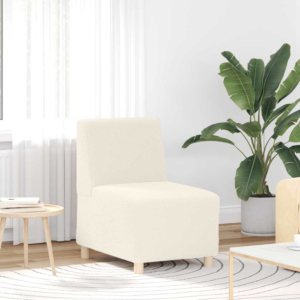 55 cm armchair in cream wool-like curly fabric
