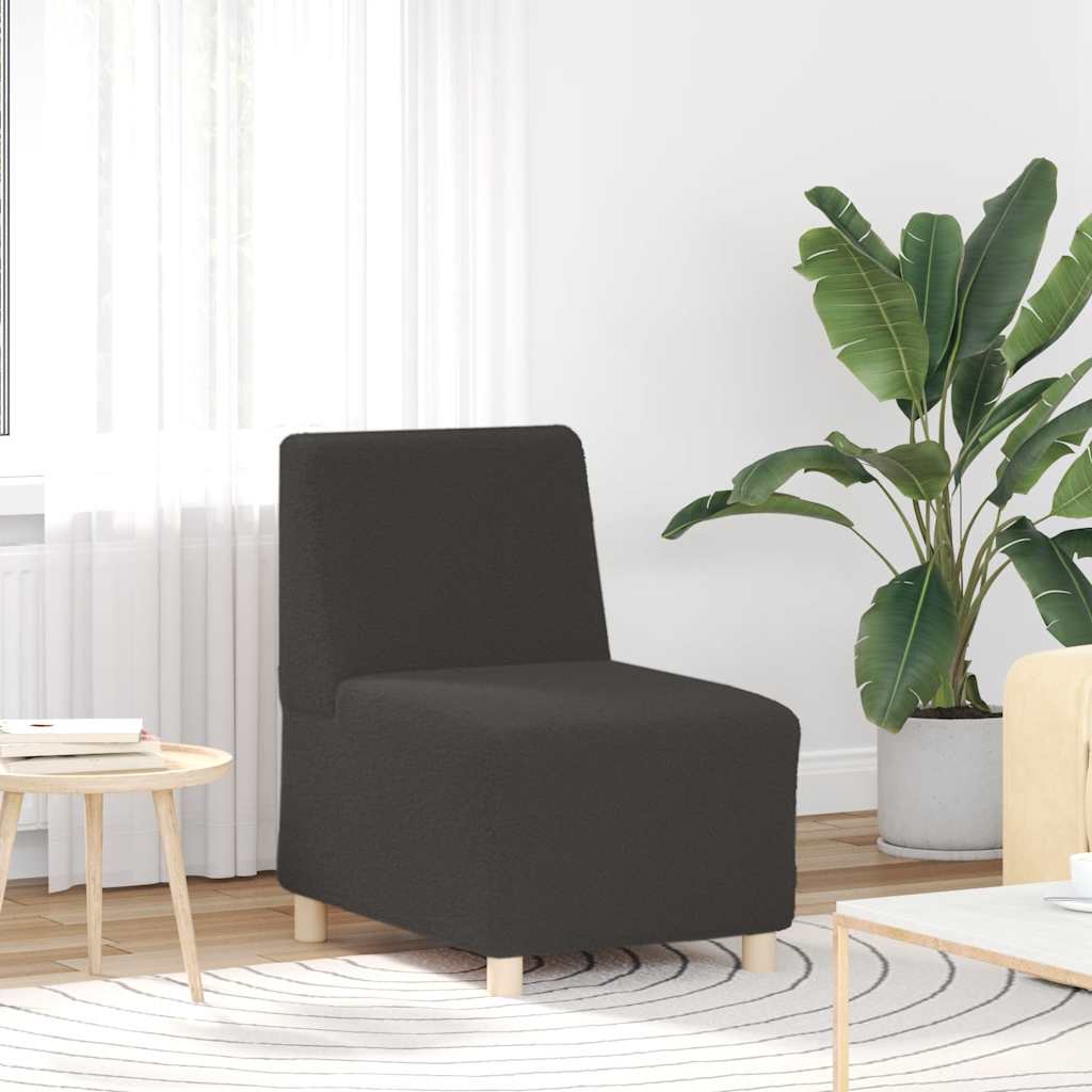 Armchair 55 cm dark grey curly wool fabric