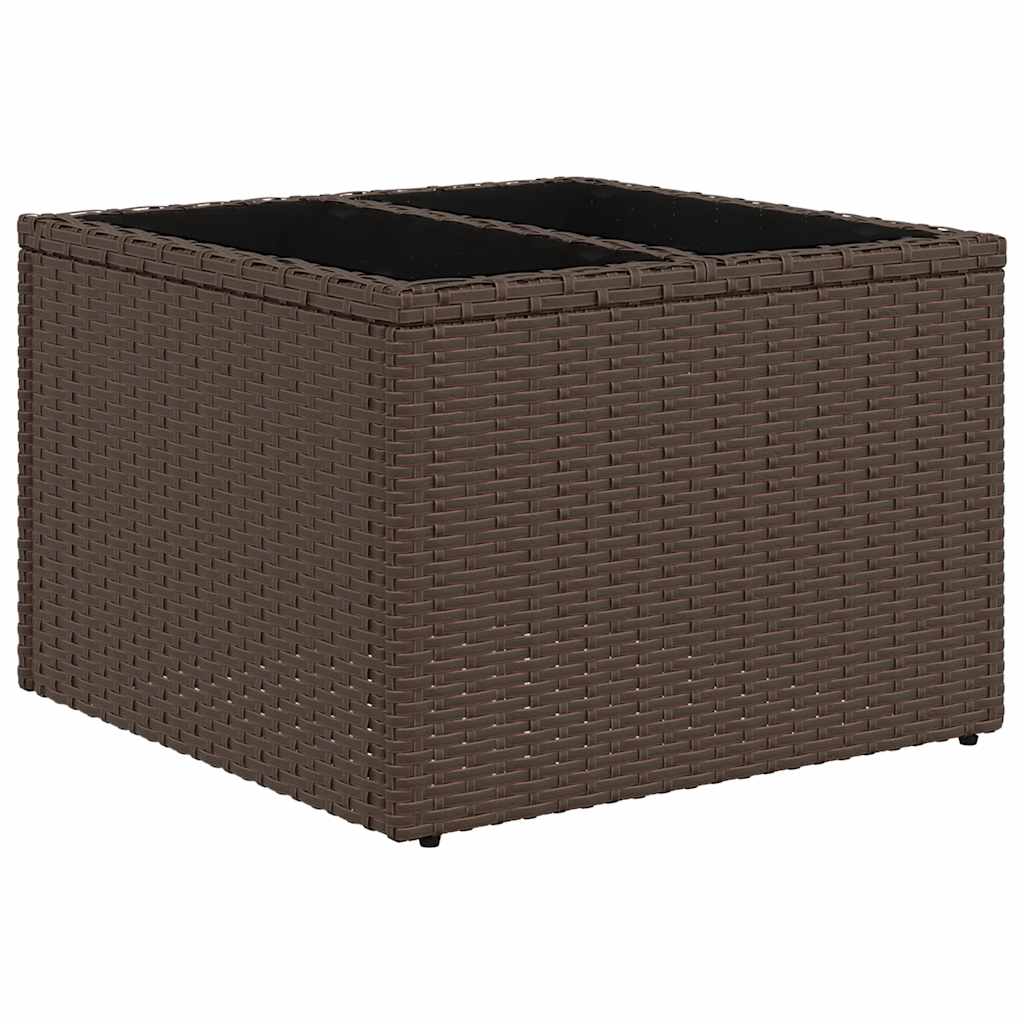 8 pcs conjunto sofás de jardim c/ almofadões vime PE castanho