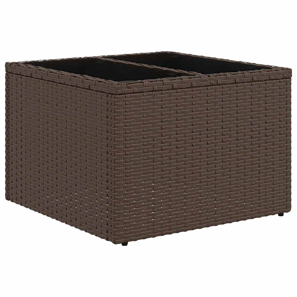 8 pcs conjunto sofás de jardim c/ almofadões vime PE castanho