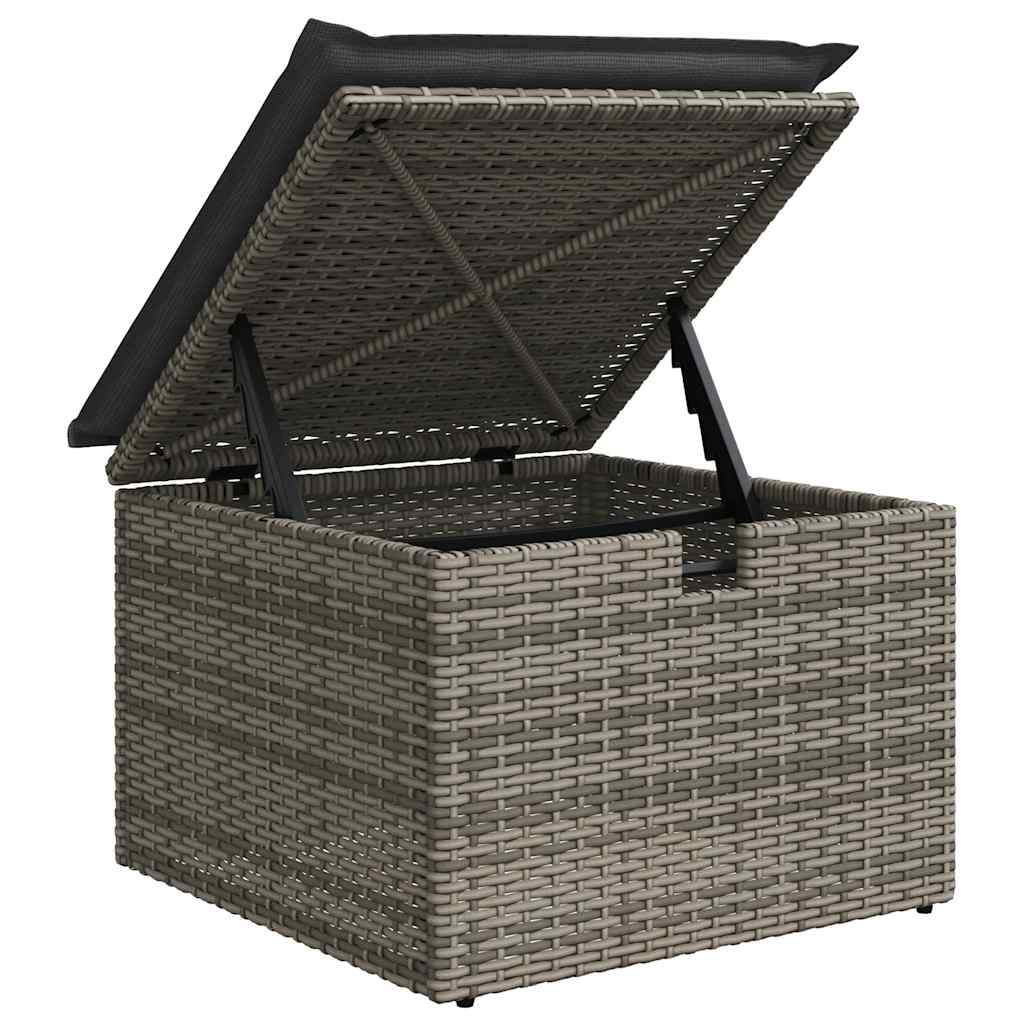 8 pcs garden sofa set with cushions poly rattan grey