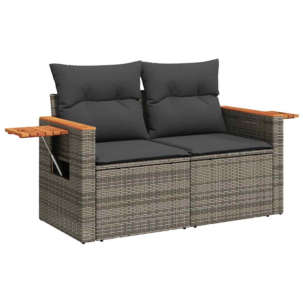 8 pcs garden sofa set with cushions poly rattan grey