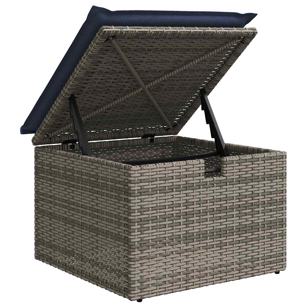 10 pcs conjunto sofás de jardim c/ almofadões vime PE cinzento