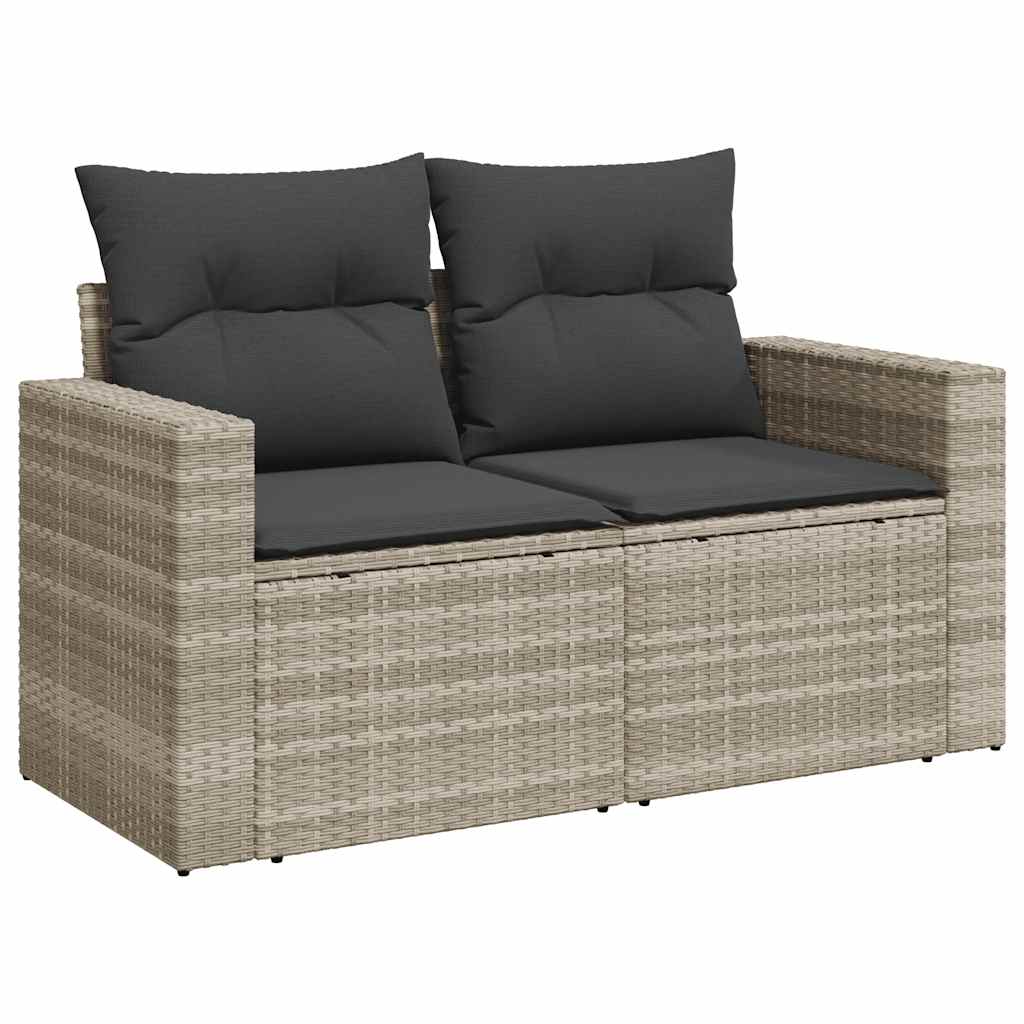 10 pcs garden sofa set with cushions light grey poly rattan