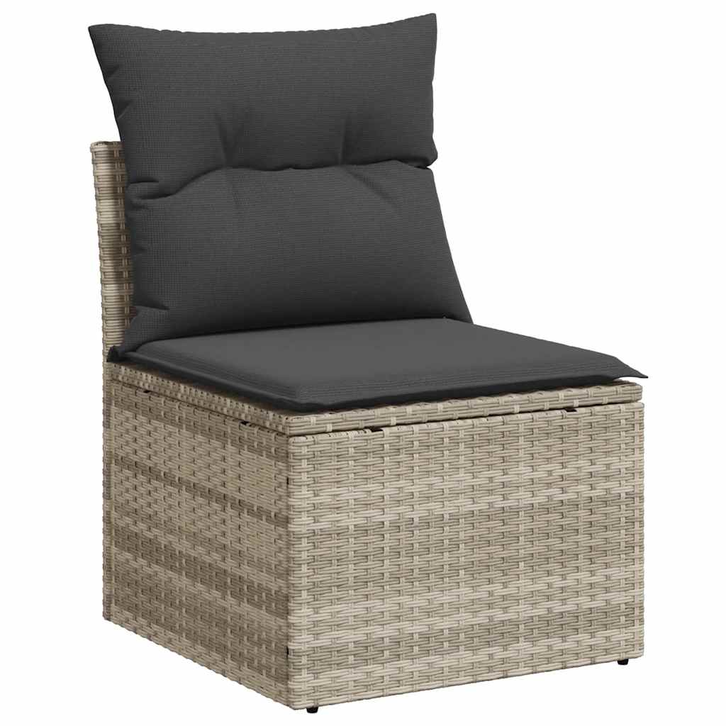 10 pcs garden sofa set with cushions light grey poly rattan