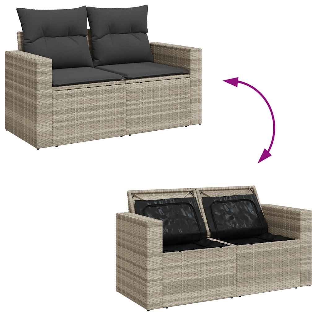 10 pcs garden sofa set with cushions light grey poly rattan