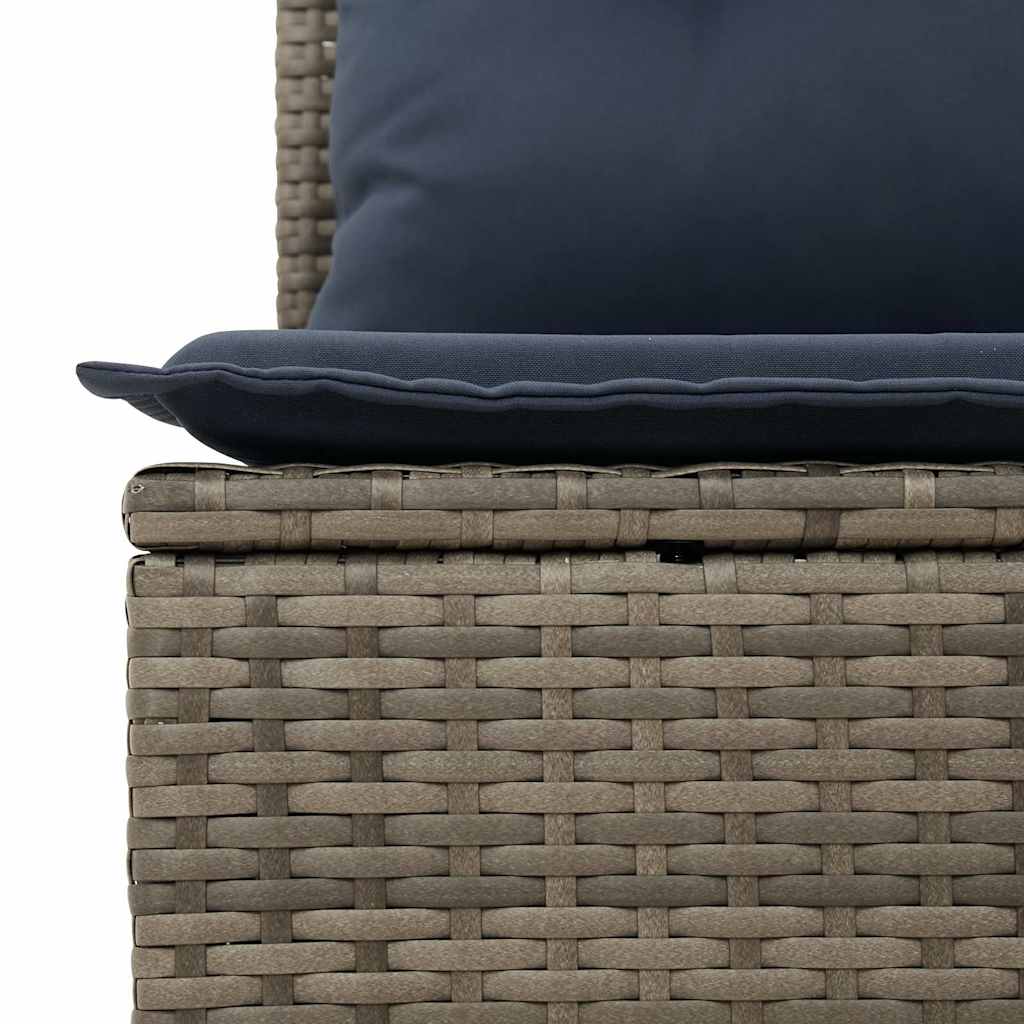 7 pcs conjunto sofás jardim almofadões vime PE/acácia cinzento