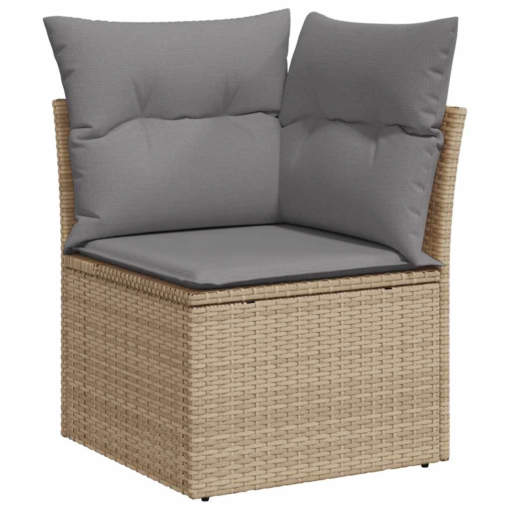 10 pcs garden sofa set with cushions PE rattan beige