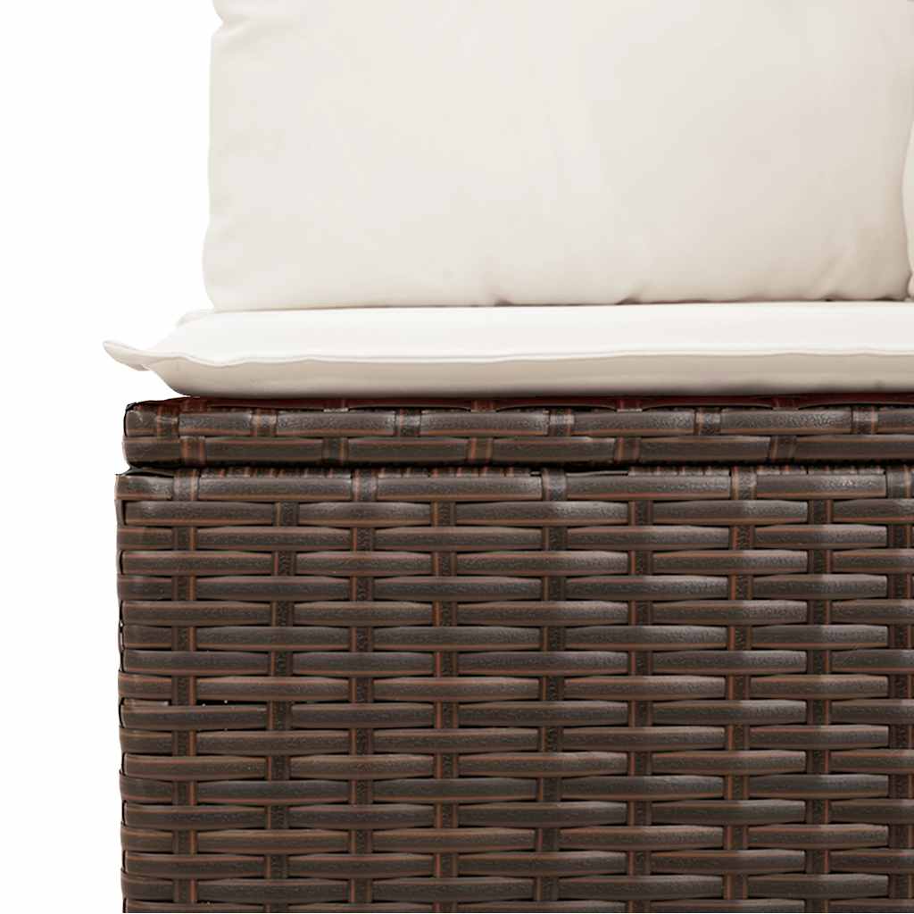 10 pcs garden sofa set with cushions poly rattan brown