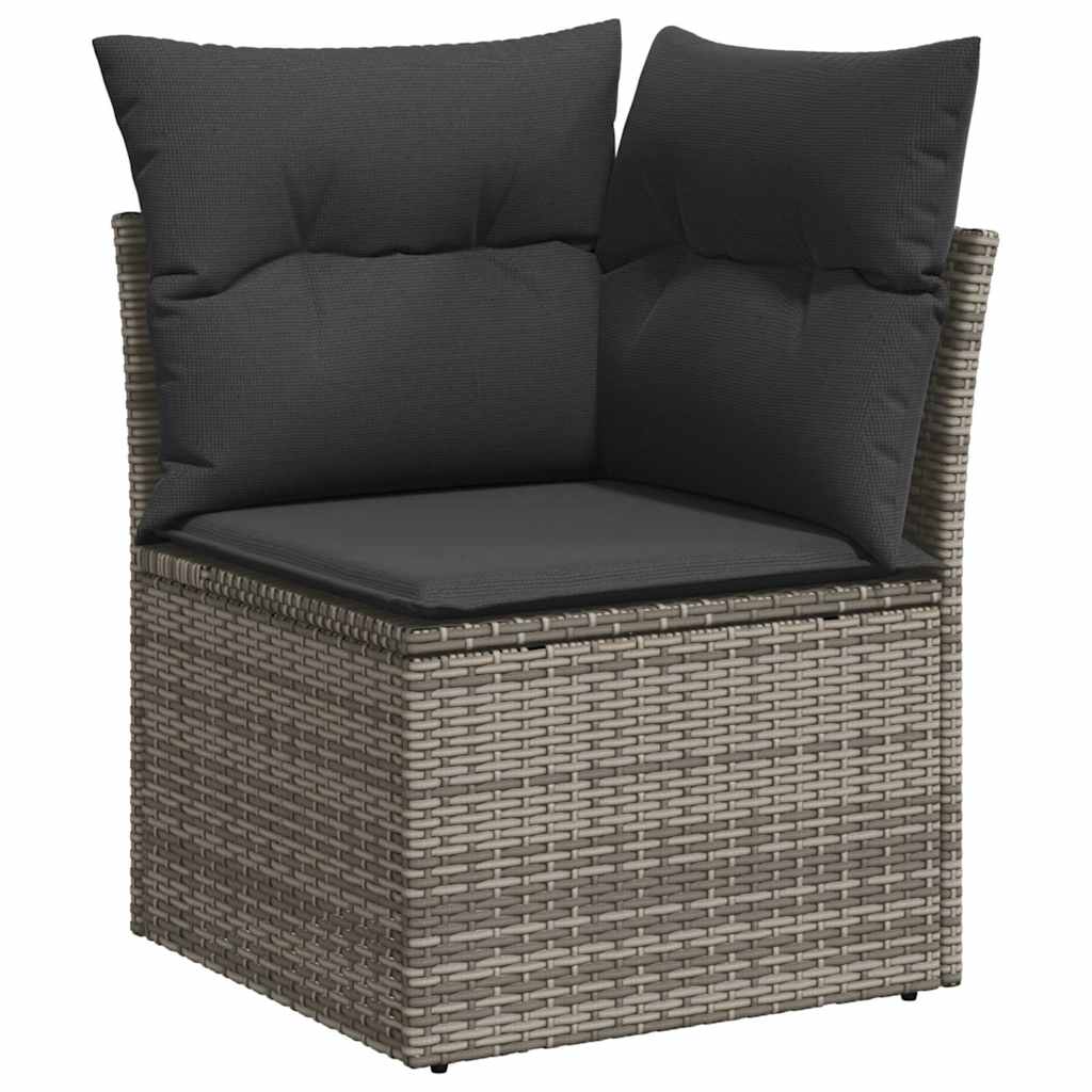8 pcs garden sofa set with cushions poly rattan grey