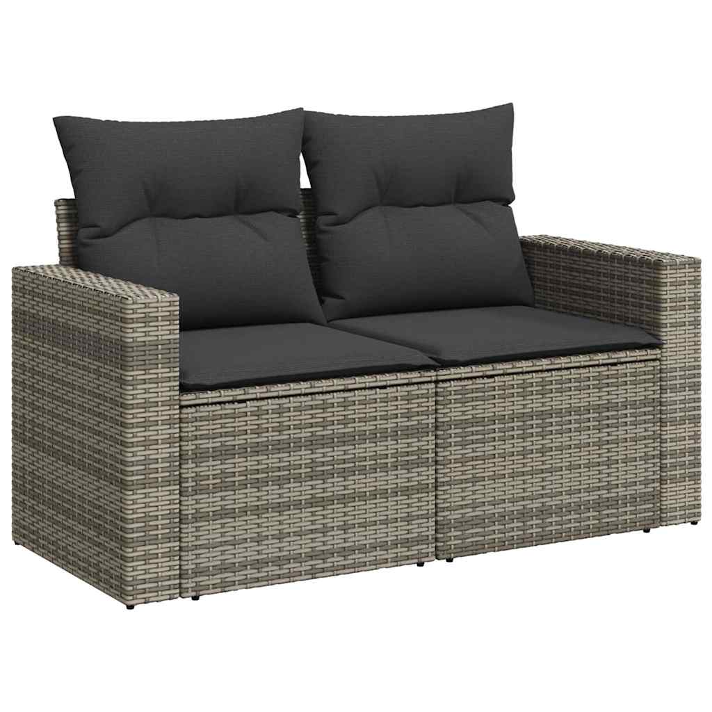 8 pcs garden sofa set with cushions poly rattan grey