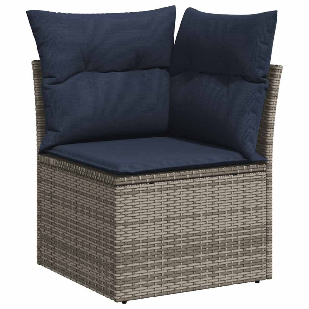 7 pcs conjunto sofás jardim c/ almofadões vime PE/acácia preto