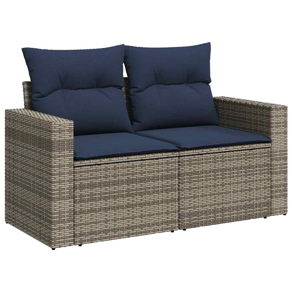 7 pcs conjunto sofás jardim c/ almofadões vime PE/acácia preto