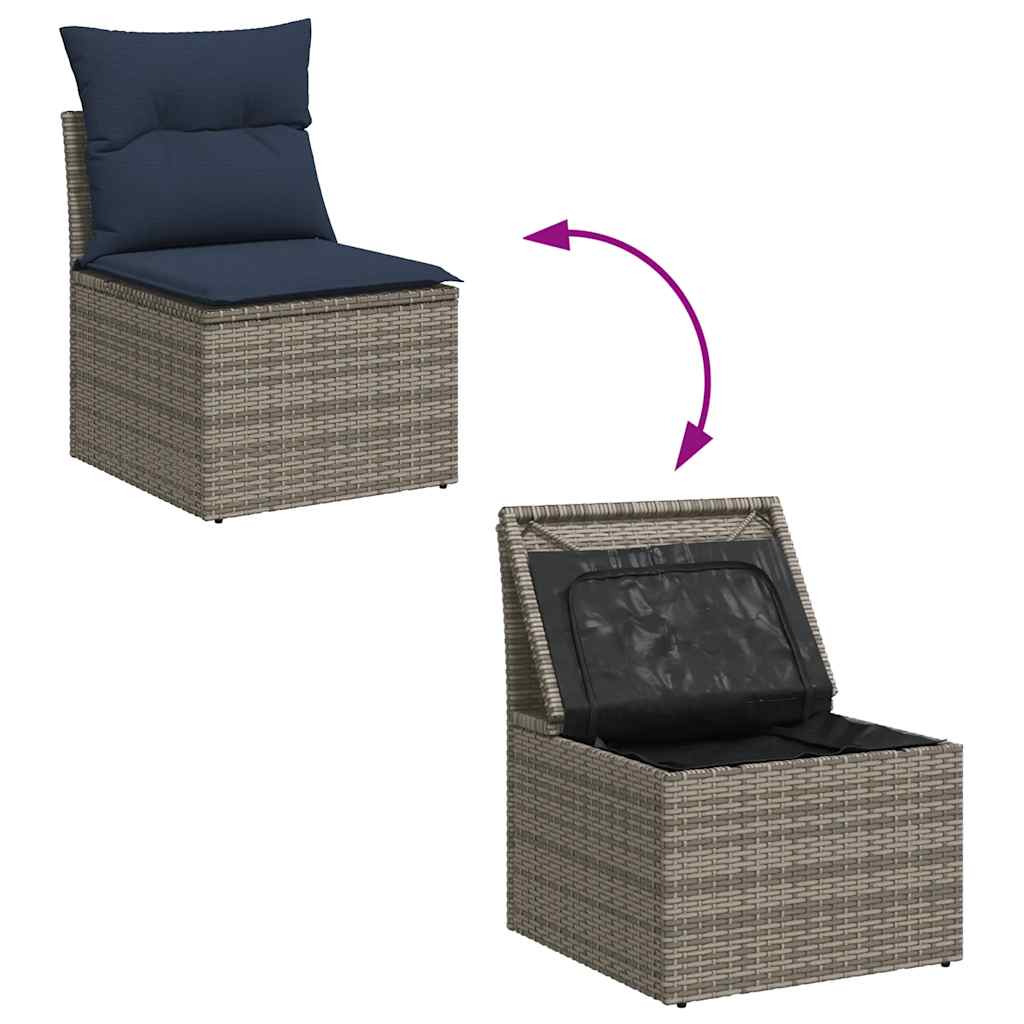 7 pcs conjunto sofás jardim c/ almofadões vime PE/acácia preto