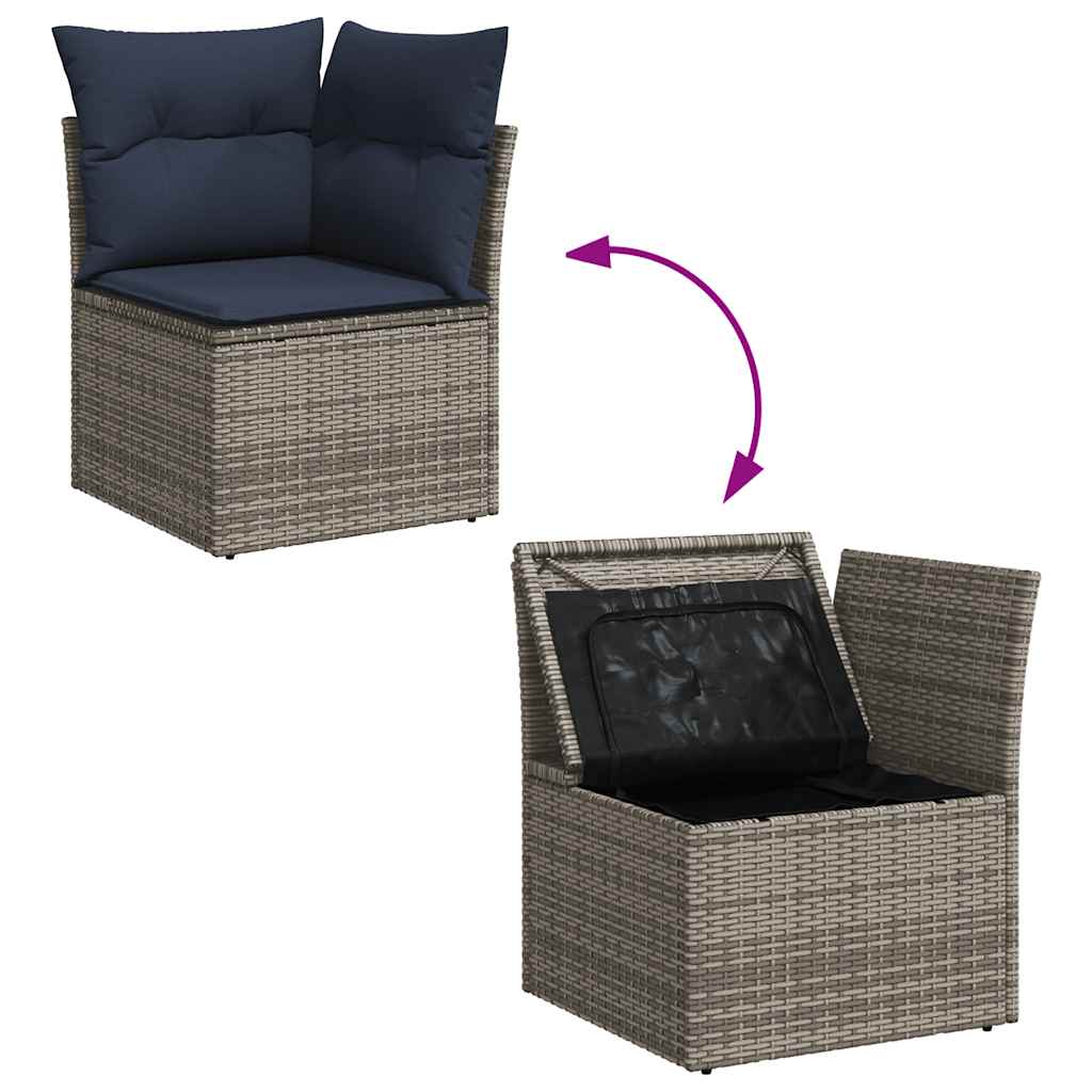 7 pcs conjunto sofás jardim c/ almofadões vime PE/acácia preto