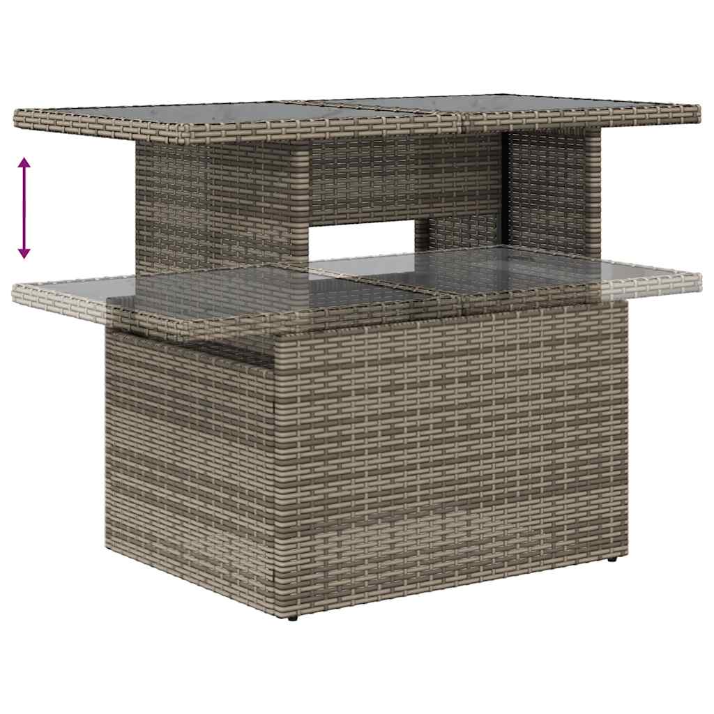 7 pcs conjunto sofás jardim c/ almofadões vime PE/acácia preto