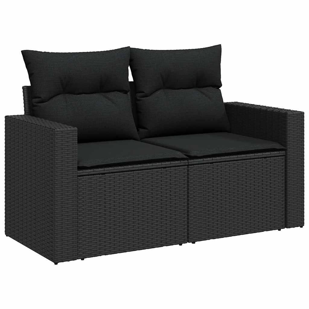 10 pcs garden sofa set with cushions poly rattan black