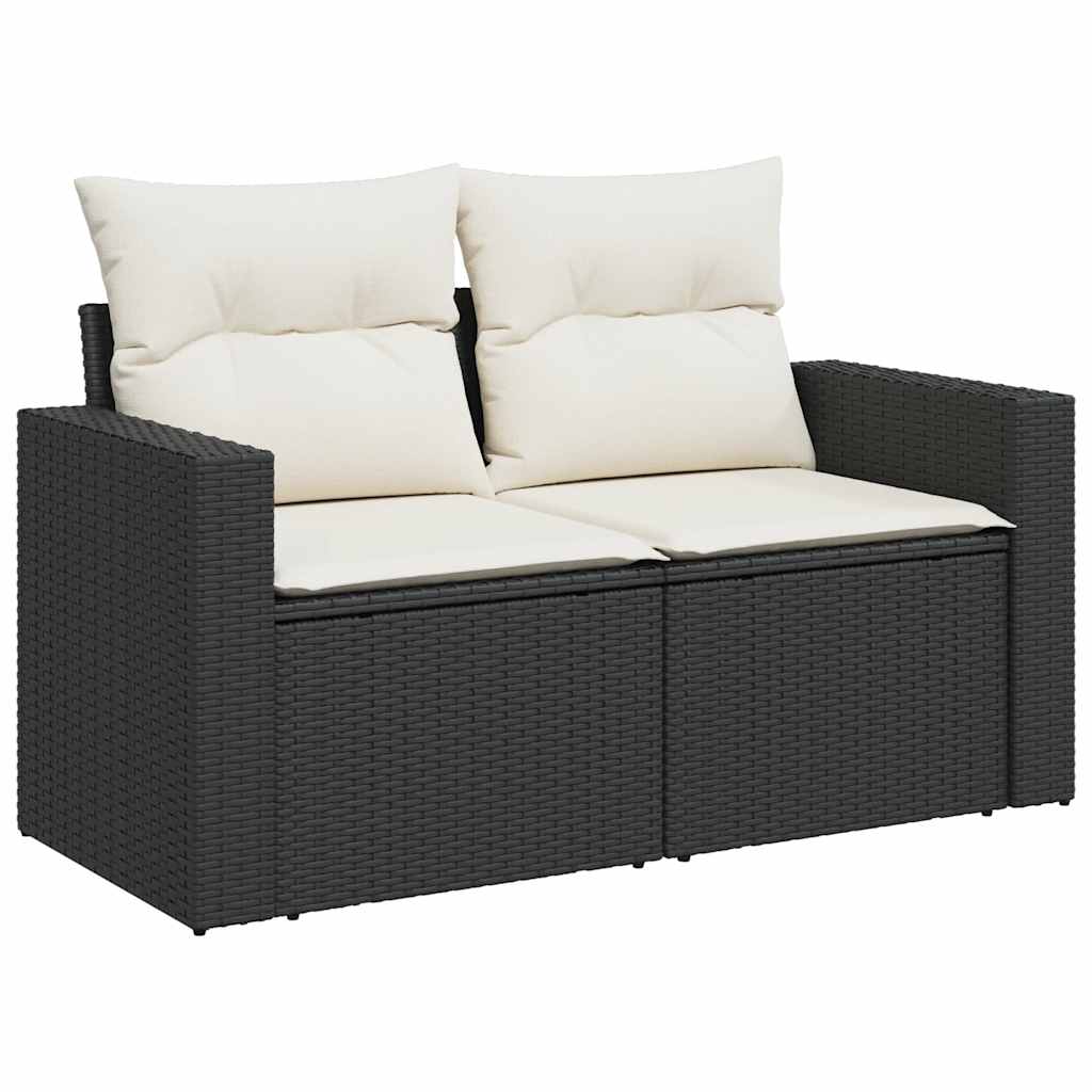 10 pcs garden sofa set with cushions poly rattan black