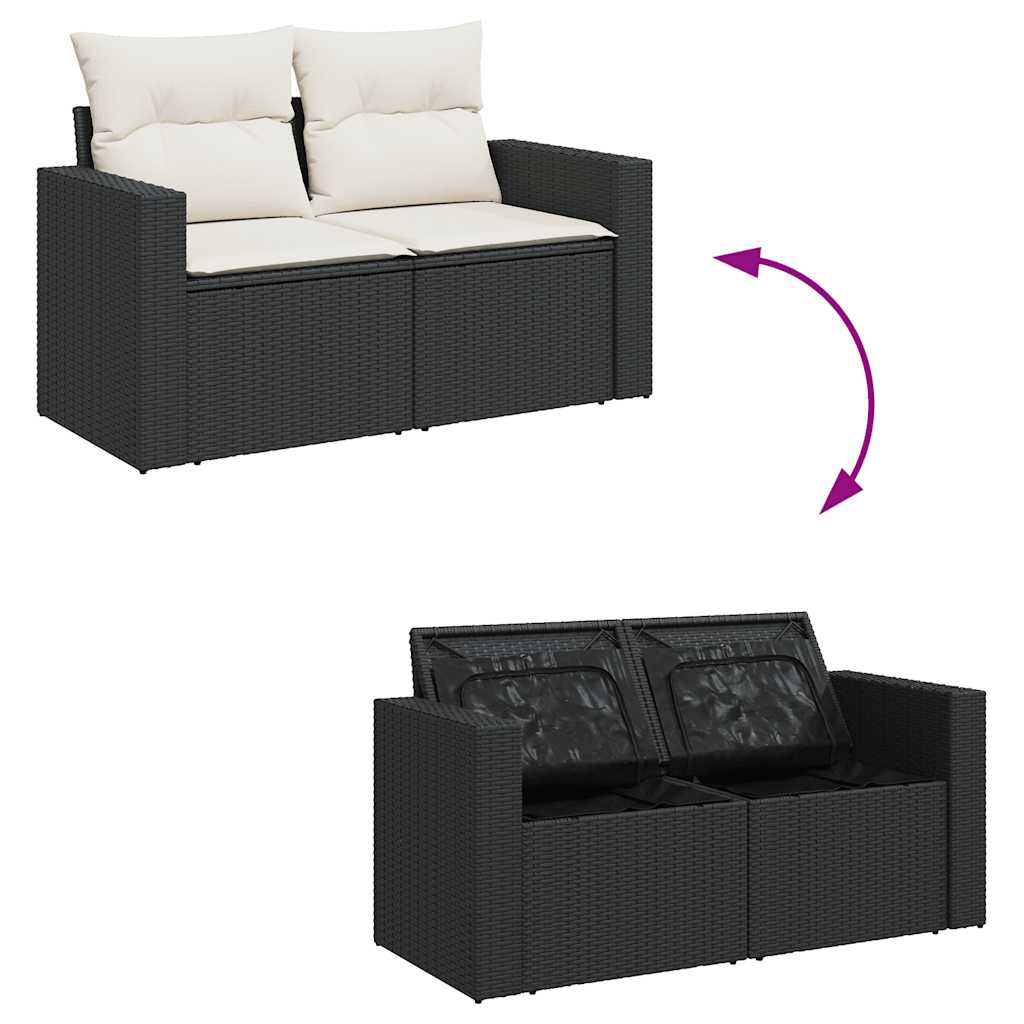 10 pcs garden sofa set with cushions poly rattan black