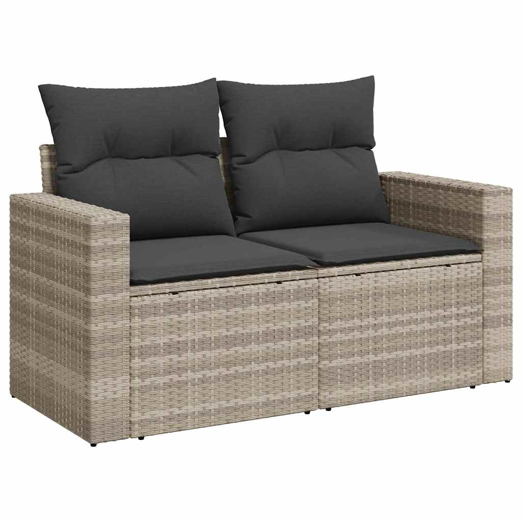 10 pcs garden sofa set with cushions light grey poly rattan