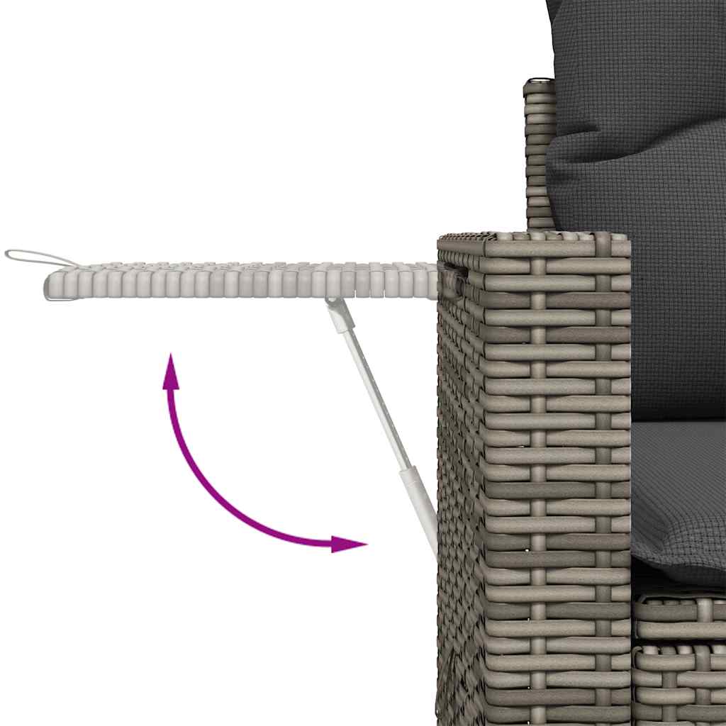 8 pcs garden sofa set with cushions poly rattan grey
