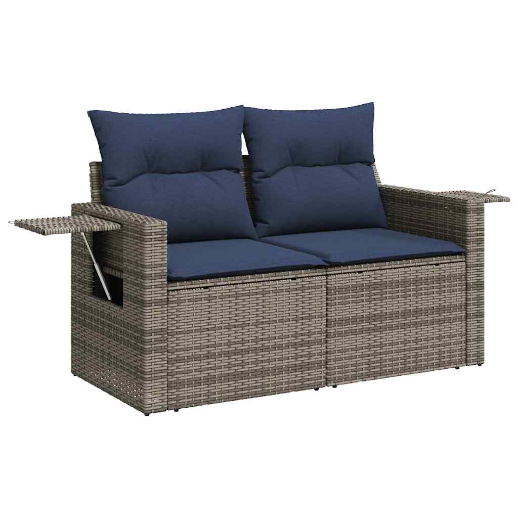 7 pcs conjunto sofás jardim c/ almofadões vime PE/acácia preto
