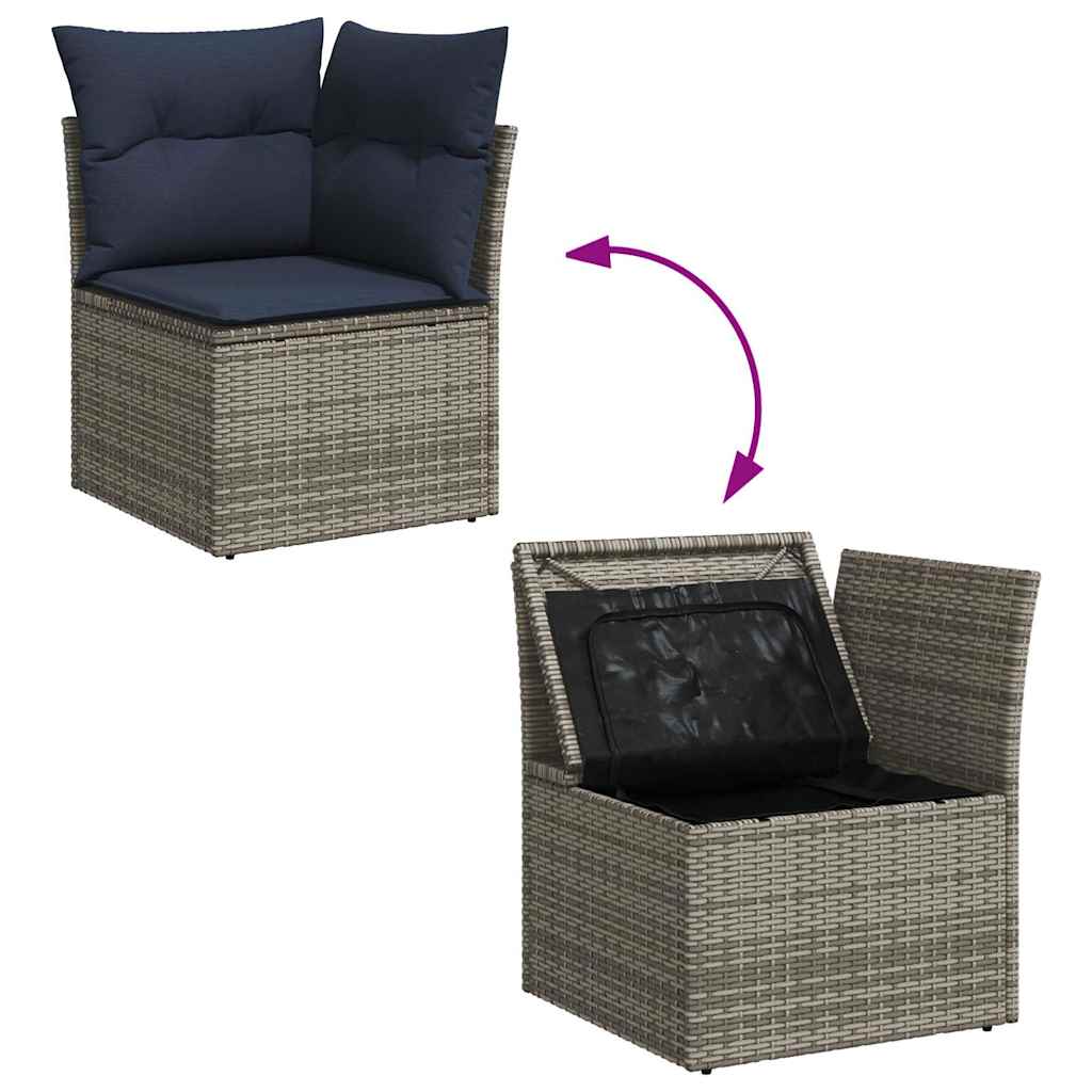 7 pcs conjunto sofás jardim c/ almofadões vime PE/acácia preto
